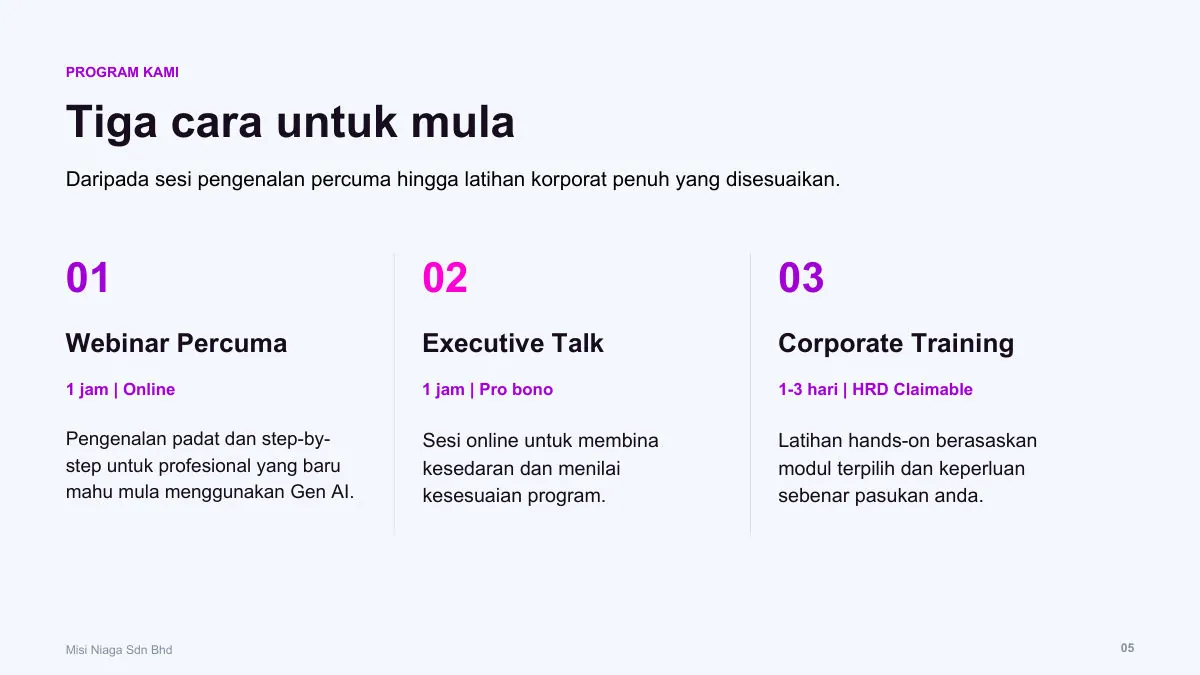 Contoh 2: Company Profile (By ChatGPT) — slide 5