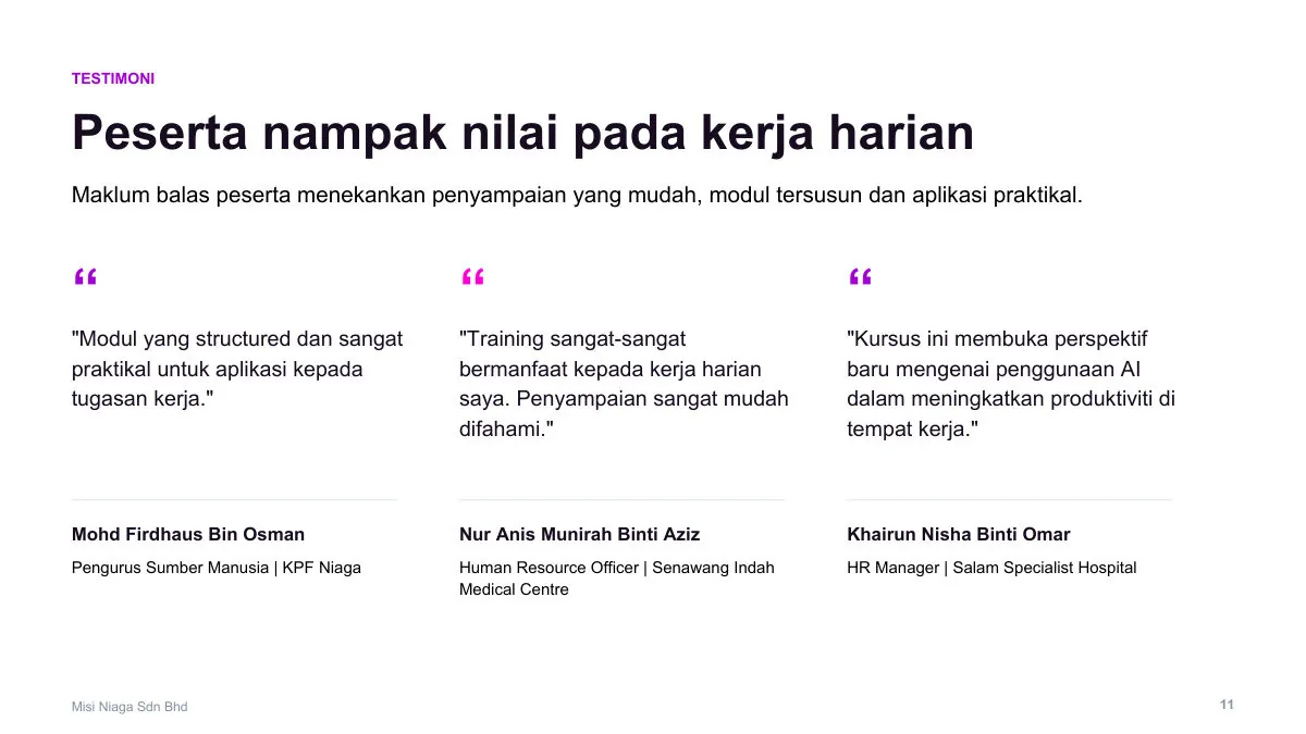 Contoh 2: Company Profile (By ChatGPT) — slide 11